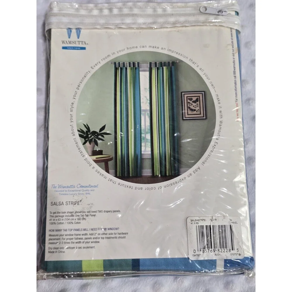 2 Wamsutta Expressions Drape Set Salsa Stripe Tab Top Curtain Panels 41